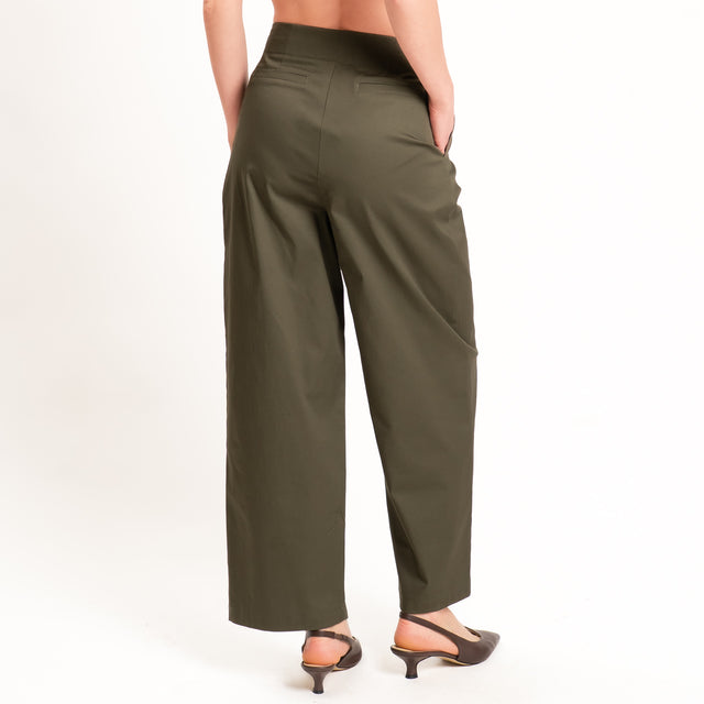 Tensione in-Pantalone in cotone con pinces - militare