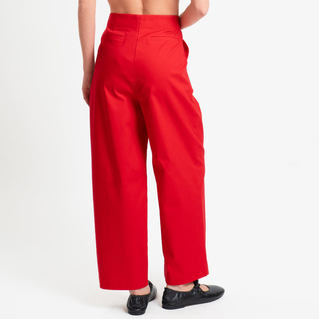 Tensione in-Pantalone in cotone con pinces - rosso