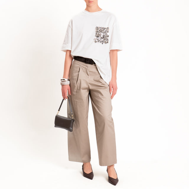 Tensione in-Pantalone in cotone con pinces - beige