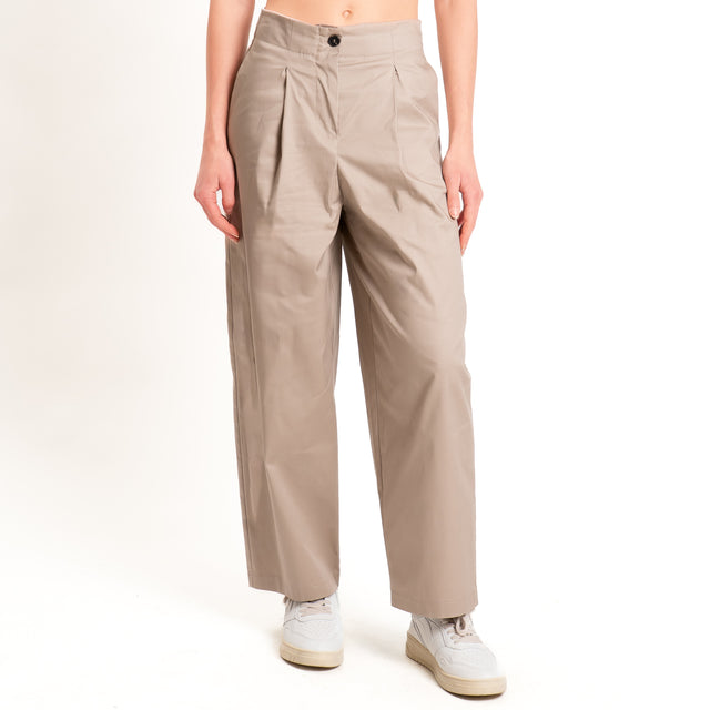 Tensione in-Pantalone in cotone con pinces - beige