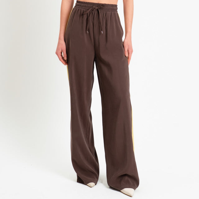 Tensione in-Pantalone cupro bande laterali - moro/giallo