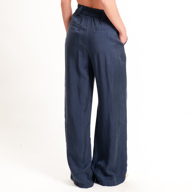 Tensione in-Pantalone cupro wide leg elastico dietro - blu