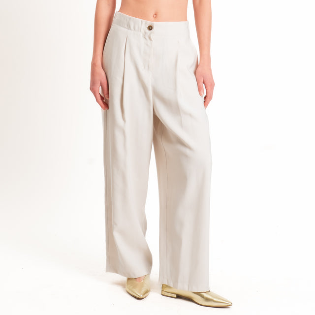Tensione in-Pantalone wide leg con pinces - avorio