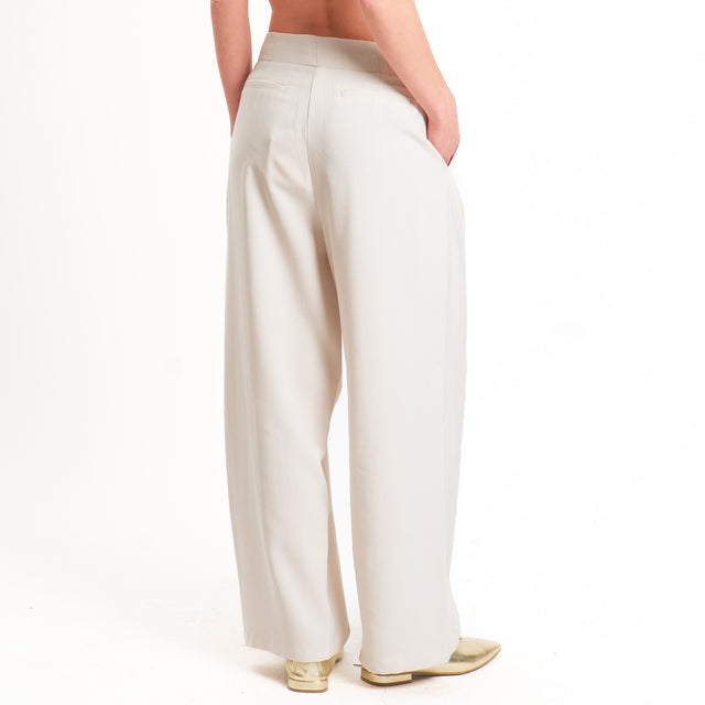 Tensione in-Pantalone wide leg con pinces - avorio