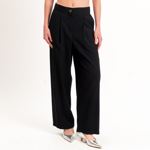 Tensione in-Pantalone wide leg con pinces - nero