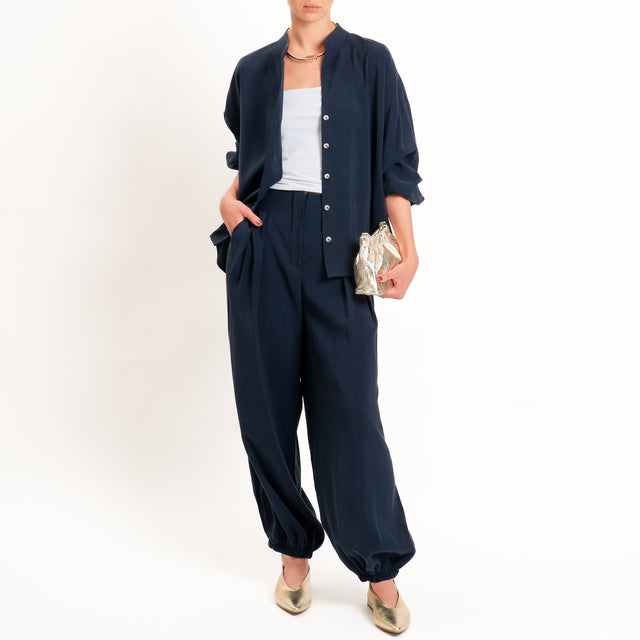 Tensione in-Pantalone balloon tessuto cupro - blu