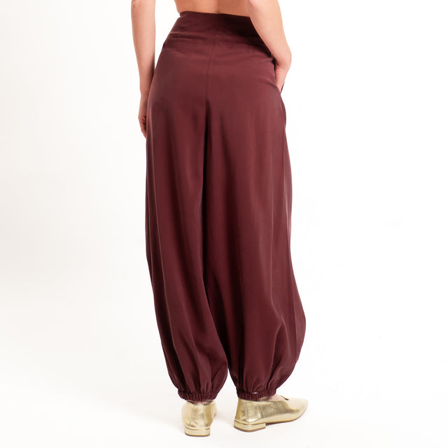 Tensione in-Pantalone balloon tessuto cupro - Bordeaux