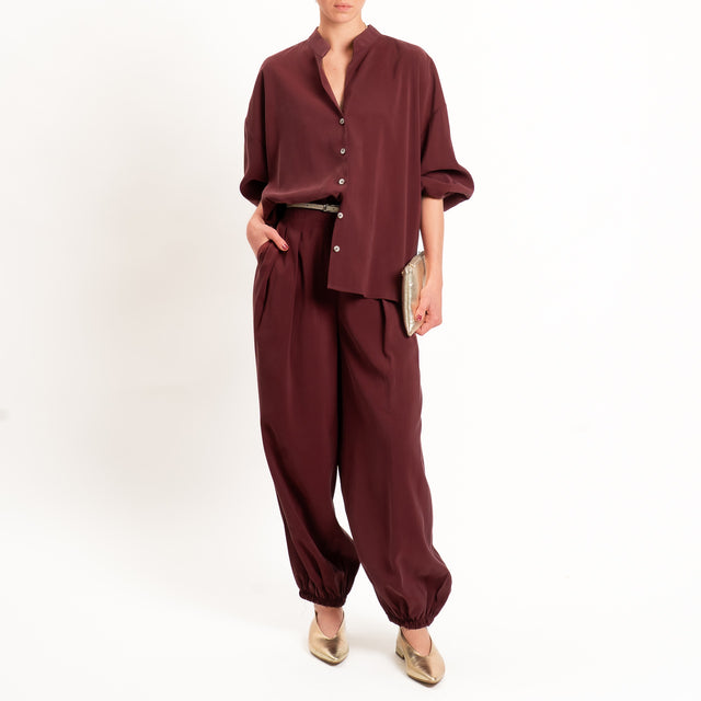 Tensione in-Pantalone balloon tessuto cupro - Bordeaux