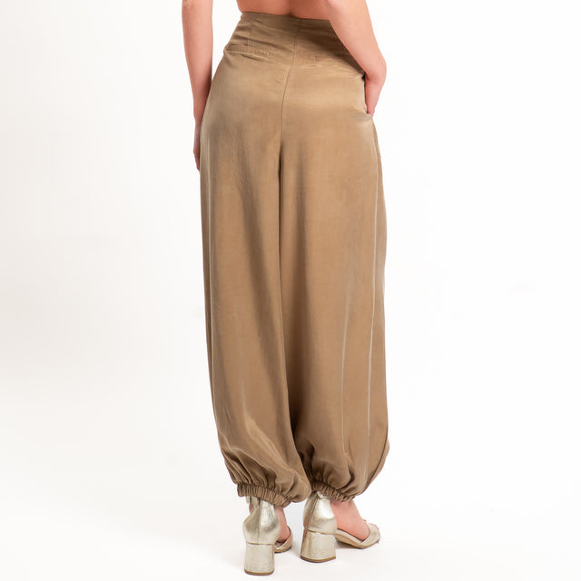 Tensione in-Pantalone balloon tessuto cupro - camel