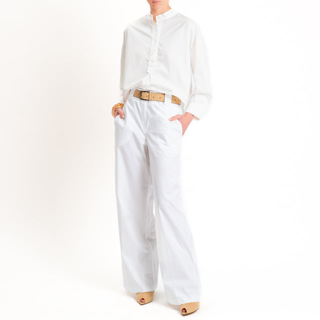 Tensione in-Pantalone popeline wide leg - bianco
