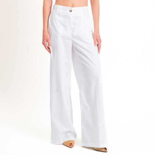 Tensione in-Pantalone popeline wide leg - bianco