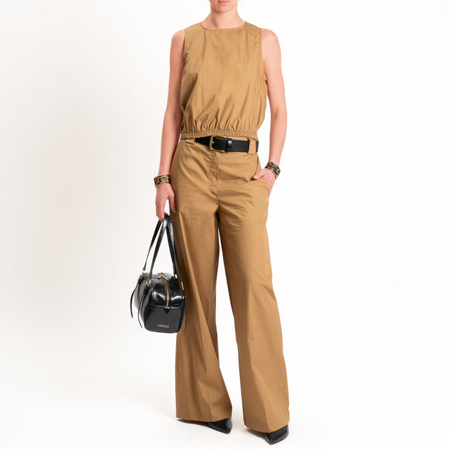 Tensione in-Pantalone popeline wide leg - cognac