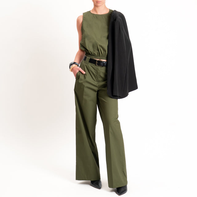 Tensione in-Pantalone popeline wide leg - militare