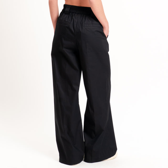 Tensione in-Pantalone popeline wide leg - nero