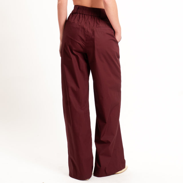 Tensione in-Pantalone popeline wide leg - Bordeaux
