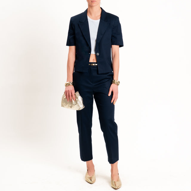 Tensione in-Pantalone straight fit in cotone - blu
