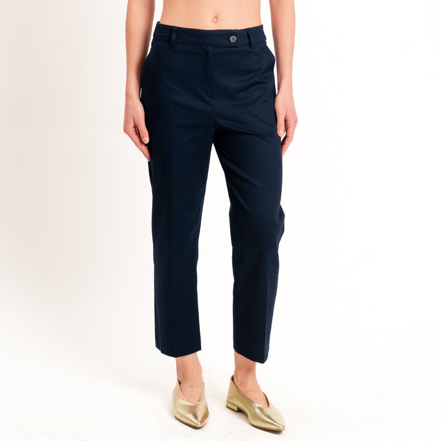 Tensione in-Pantalone straight fit in cotone - blu