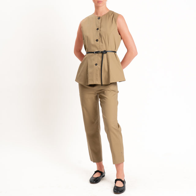 Tensione in-Pantalone straight fit in cotone - camel