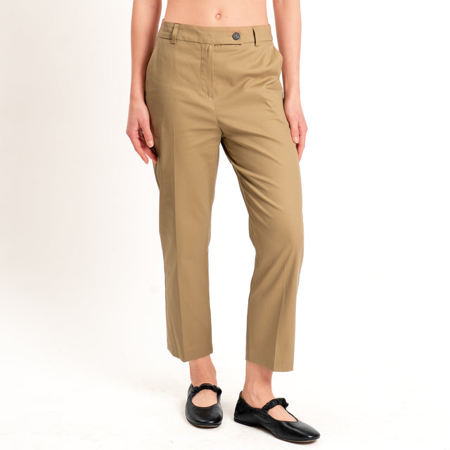Tensione in-Pantalone straight fit in cotone - camel