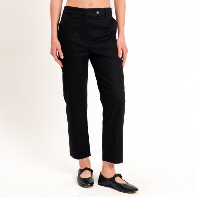 Tensione in-Pantalone straight fit in cotone - nero