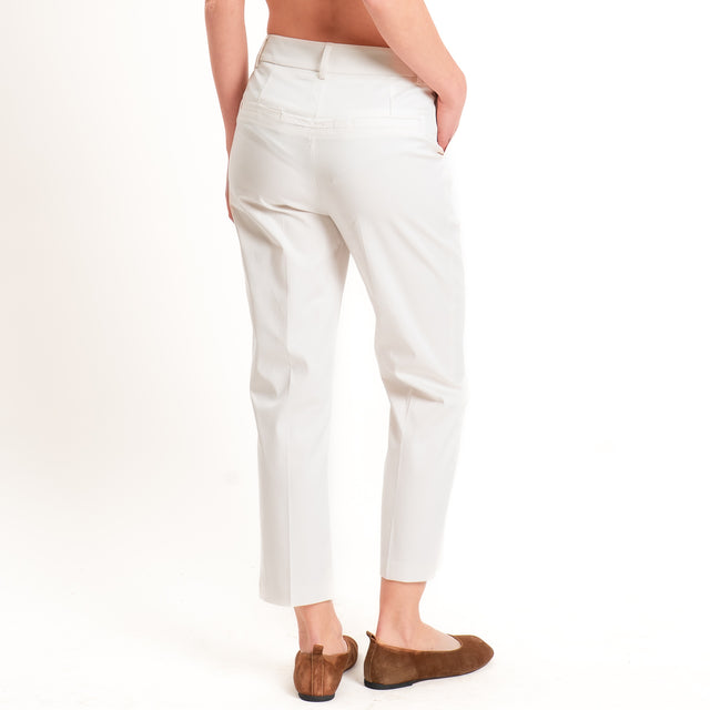 Tensione in-Pantalone straight fit in cotone - vaniglia