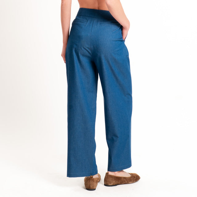 Tensione in-Pantalone chambray wide leg - denim