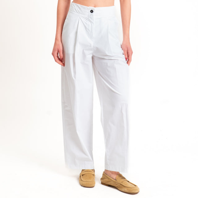Tensione in-Pantalone cotone leggero elasticizzato - bianco