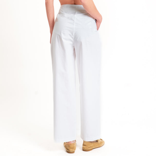 Tensione in-Pantalone cotone leggero elasticizzato - bianco