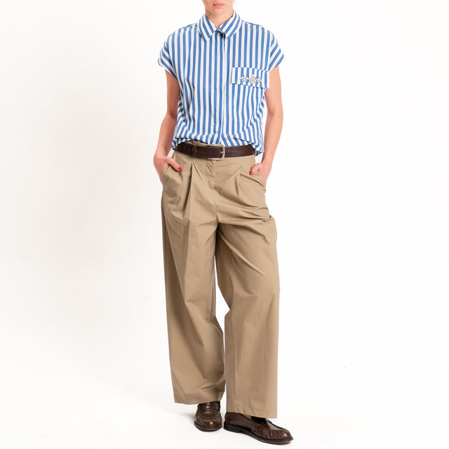 Tensione in-Pantalone cotone leggero elasticizzato - camel
