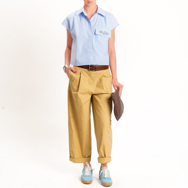 Tensione in-Pantalone cotone leggero elasticizzato - miele