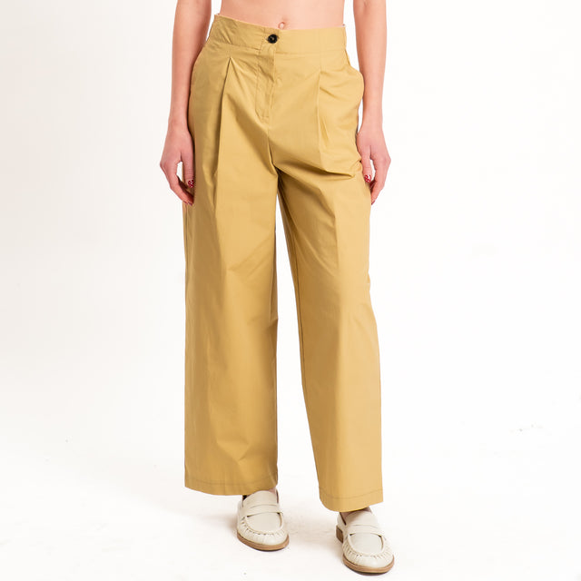 Tensione in-Pantalone cotone leggero elasticizzato - miele