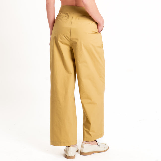 Tensione in-Pantalone cotone leggero elasticizzato - miele