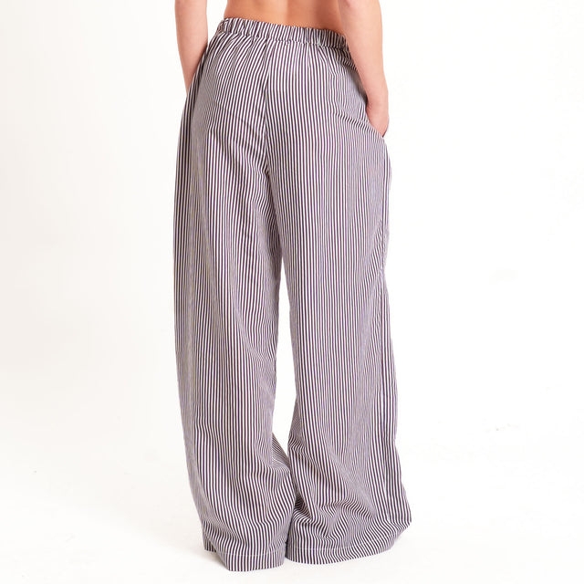 Tensione in-Pantalone a righe wide leg con bottoni - Bordeaux