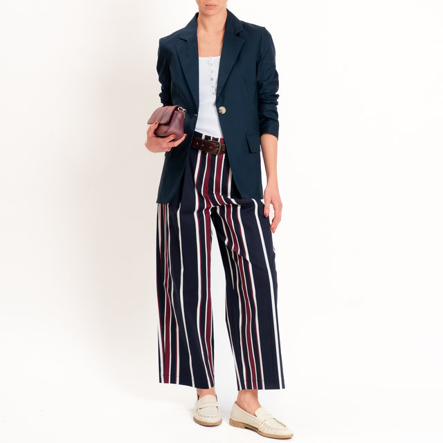 Tensione in-Pantalone a righe con pinces - blu/vino/latte