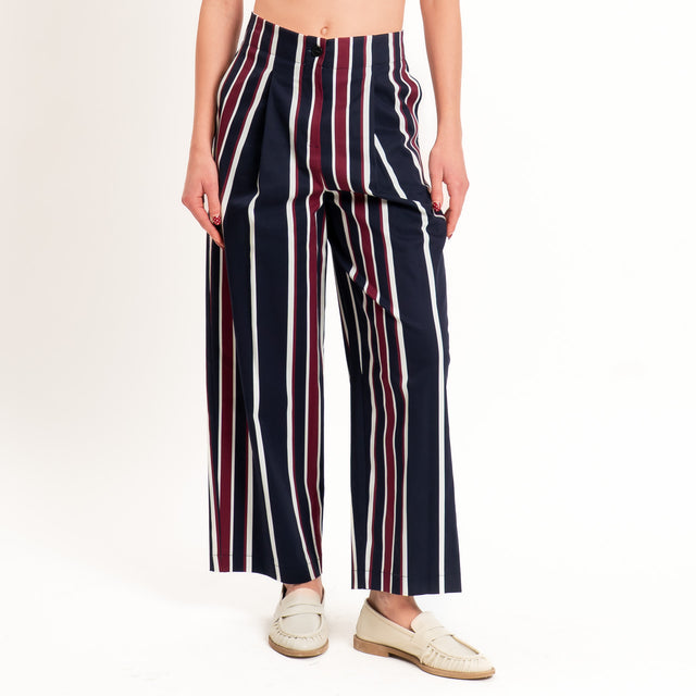 Tensione in-Pantalone a righe con pinces - blu/vino/latte