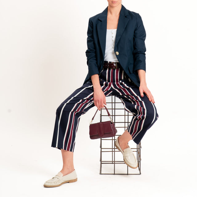 Tensione in-Pantalone a righe con pinces - blu/vino/latte