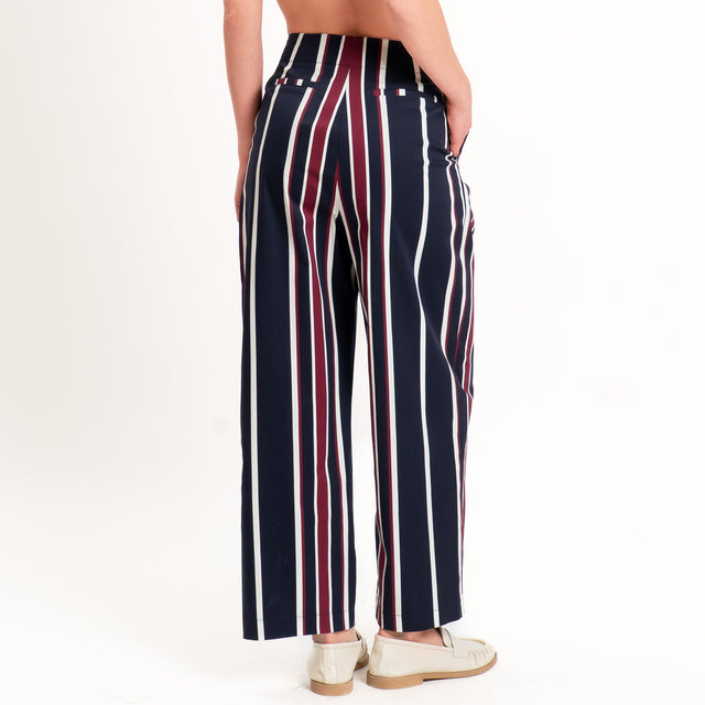Tensione in-Pantalone a righe con pinces - blu/vino/latte