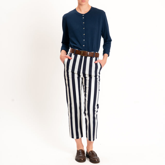 Tensione in-Pantalone straight a righe - blu/latte