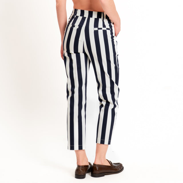 Tensione in-Pantalone straight a righe - blu/latte