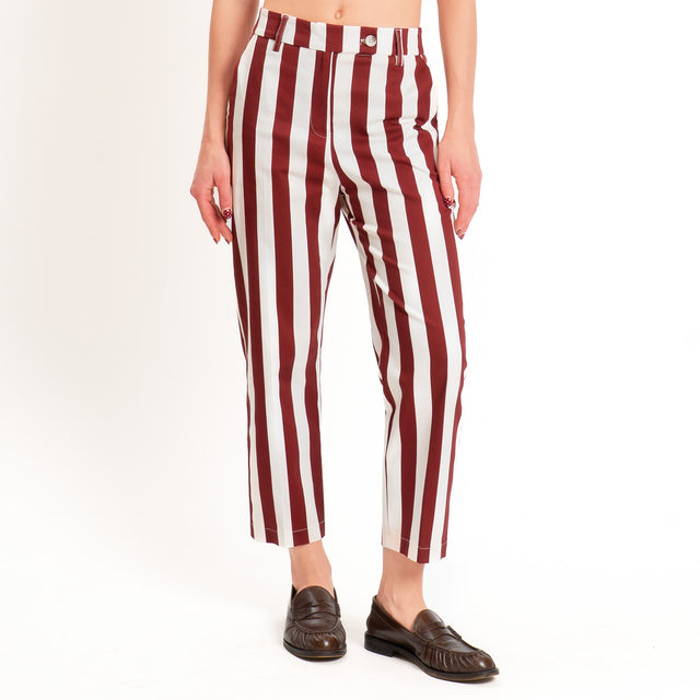 Tensione in-Pantalone straight a righe - bordeaux/latte