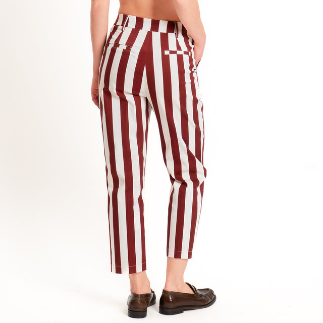 Tensione in-Pantalone straight a righe - bordeaux/latte