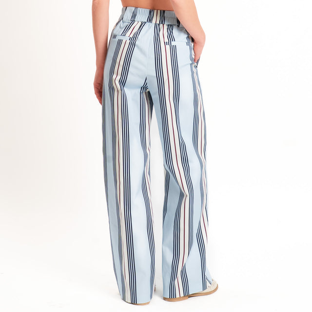 Tensione in-Pantalone a righe elastico dietro - cielo/latte/vino