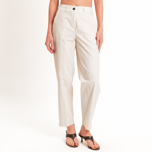 Tensione in-Pantalone cotone superlight elastico dietro - beige