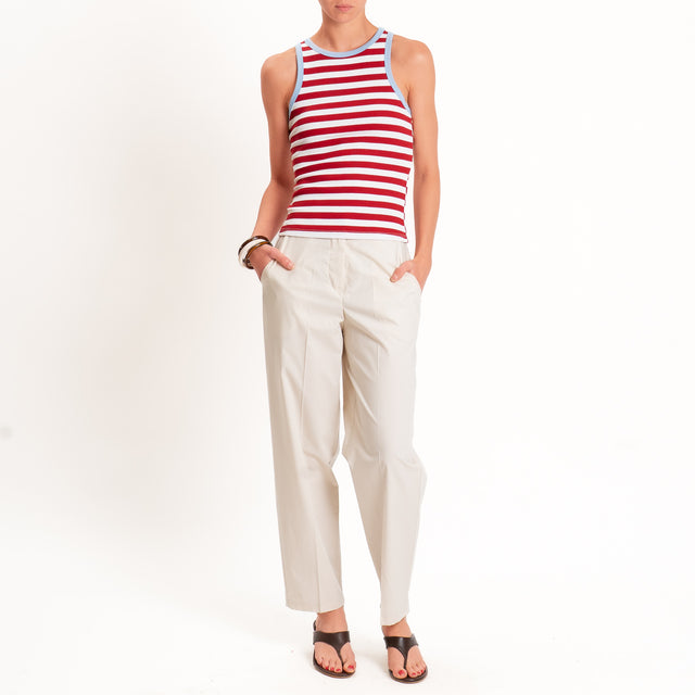 Tensione in-Pantalone cotone superlight elastico dietro - beige