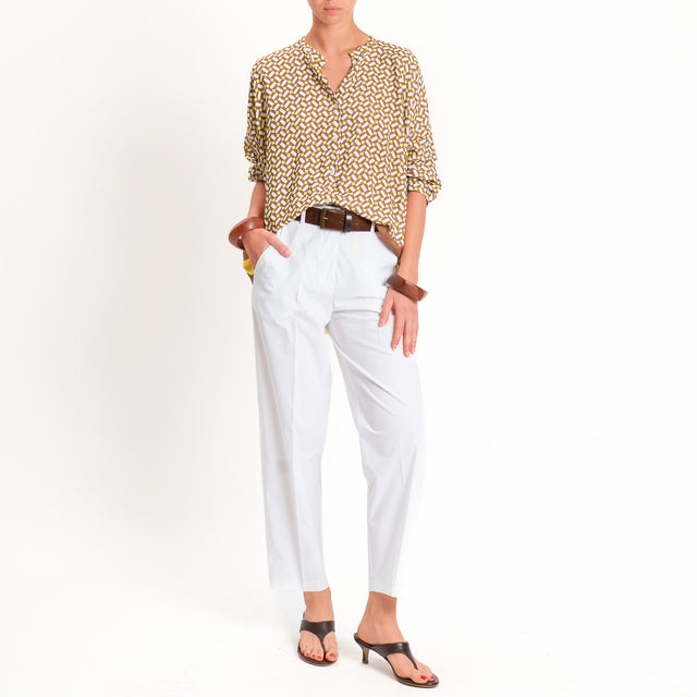 Tensione in-Pantalone cotone superlight elastico dietro - bianco