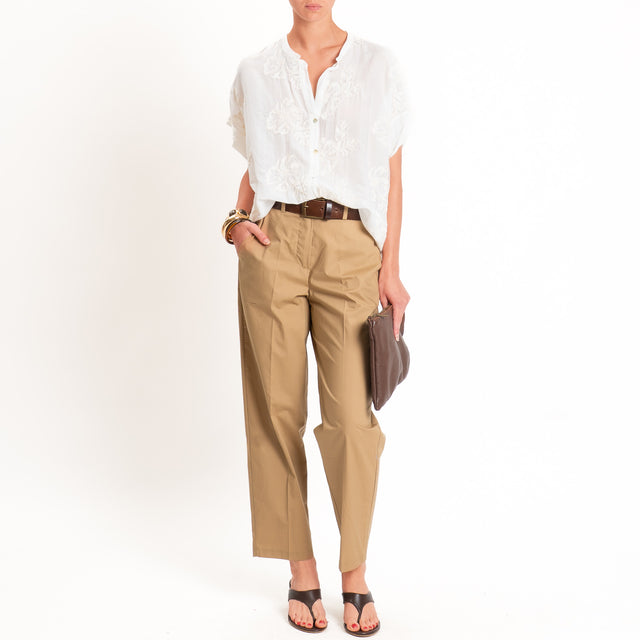 Tensione in-Pantalone cotone superlight elastico dietro - camel