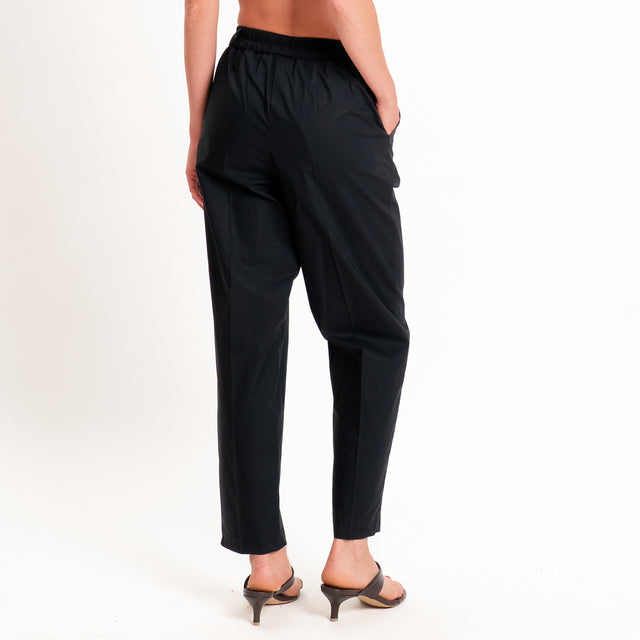 Tensione in-Pantalone cotone superlight elastico dietro - nero