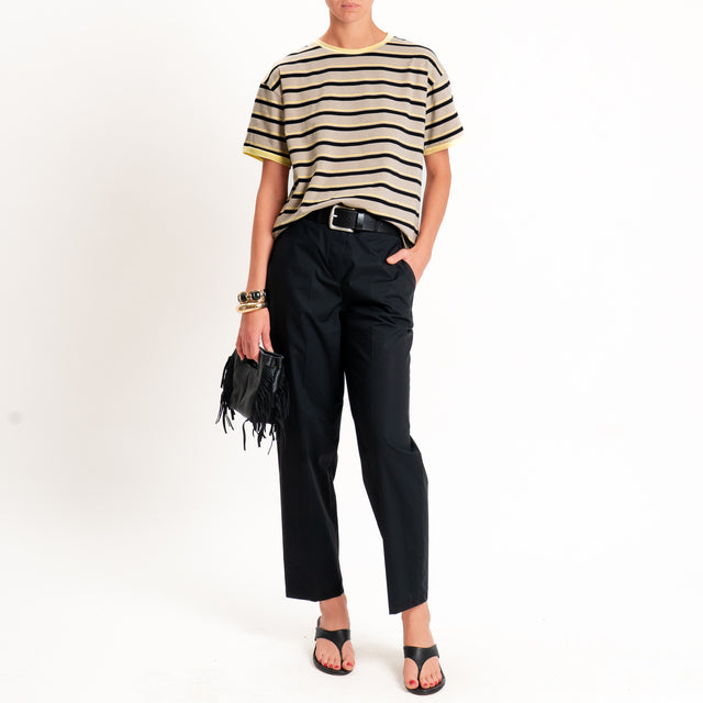 Tensione in-Pantalone cotone superlight elastico dietro - nero