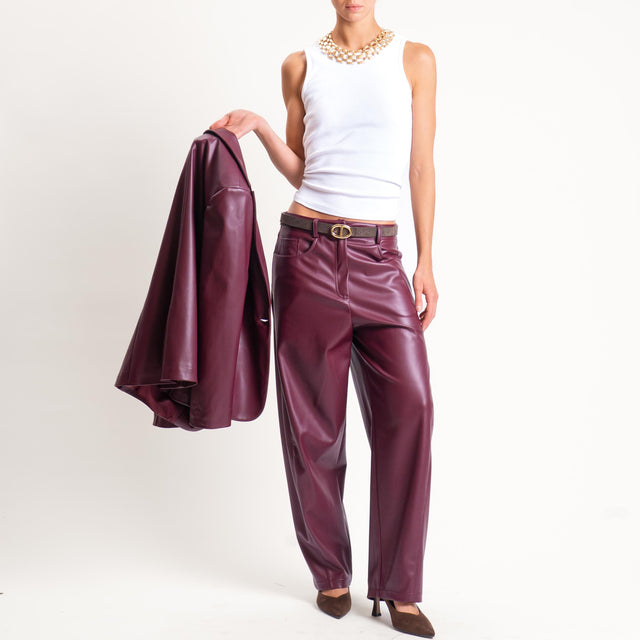 Tensione in- Pantalone Barrel similpelle - amarone
