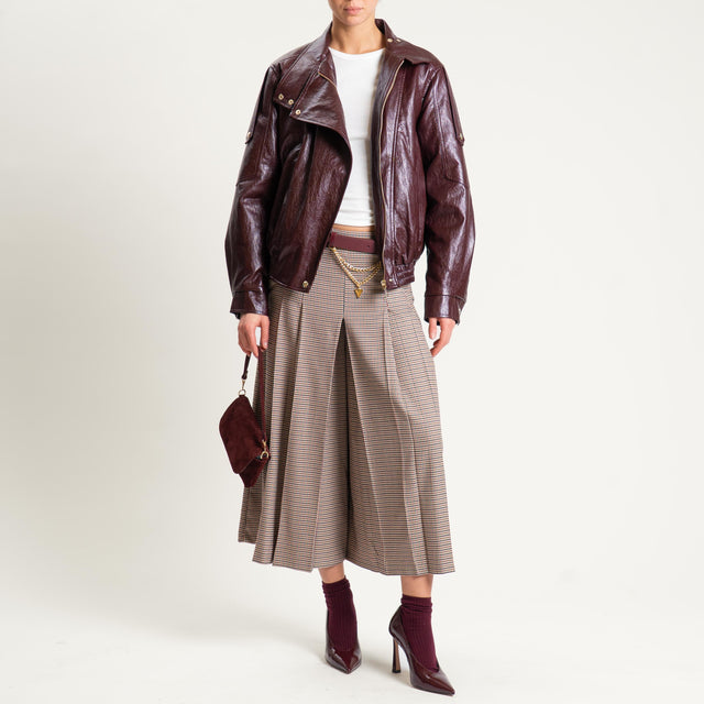 Tensione in-Gonna pied de poule con pieghe - beige/nero/vino